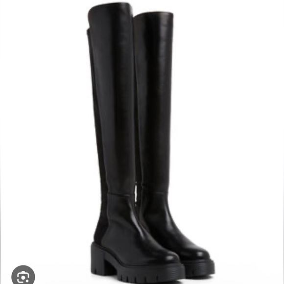 🌹STUART WEITZMAN🌹 Soho 5050 Leather High Boots Heels in Black Size: 7.5B - Picture 1 of 15